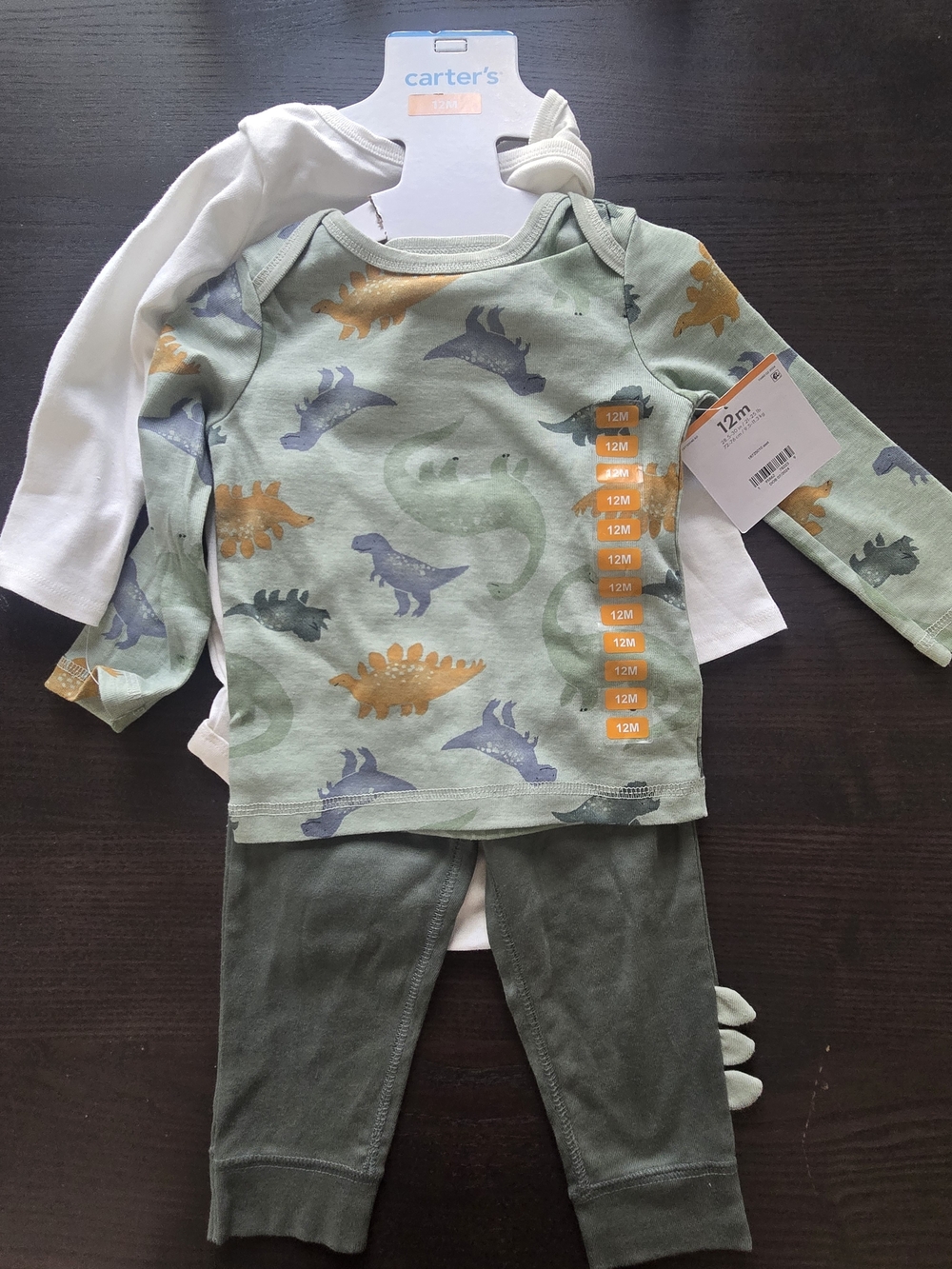 Carter's Green Dinosaur 3-Piece Pajama Set